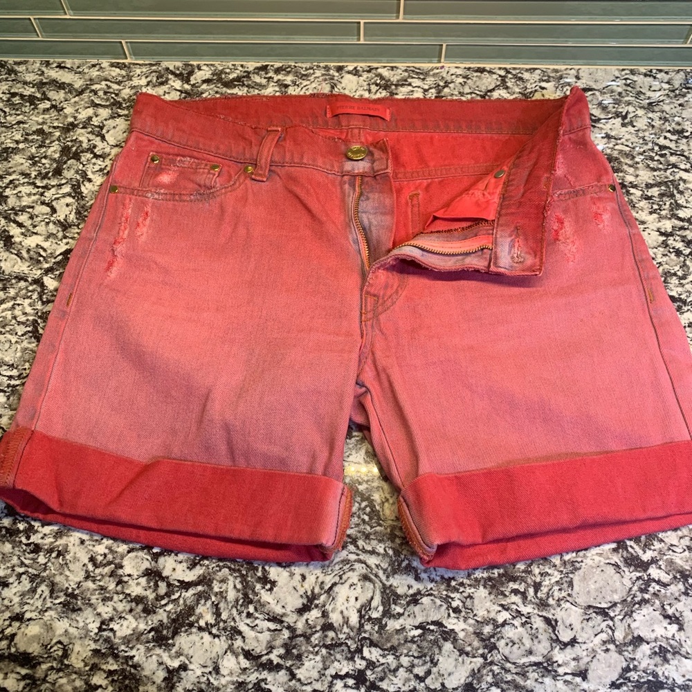 Women’s Red Balmain Jean Shorts